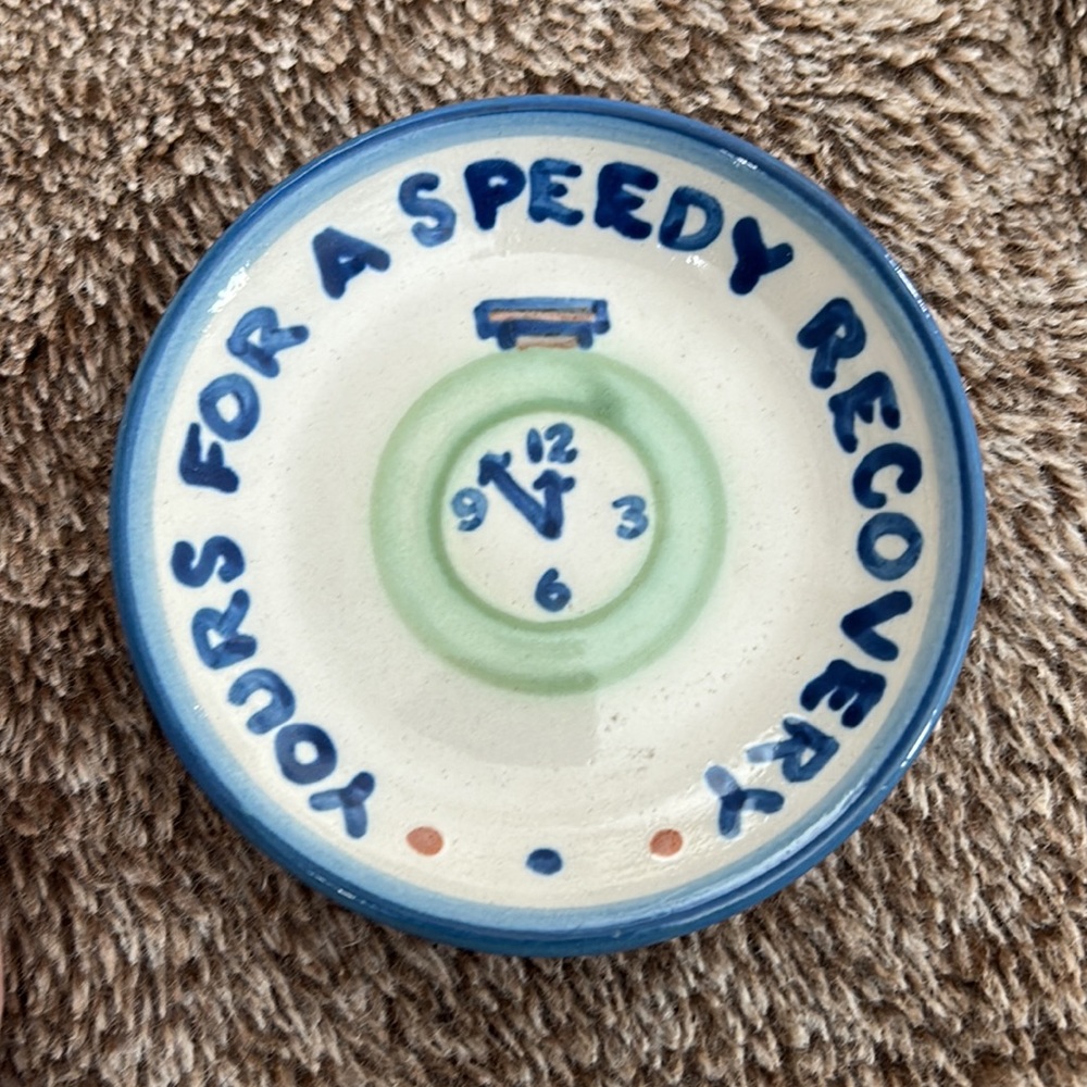 Collectible vintage Hadley plate.  “Yours for a Speedy Recovery”